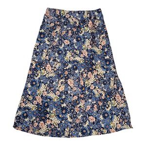 Women's Floral Satin Midi Skirt MP Fairy Garden Feminine Spring